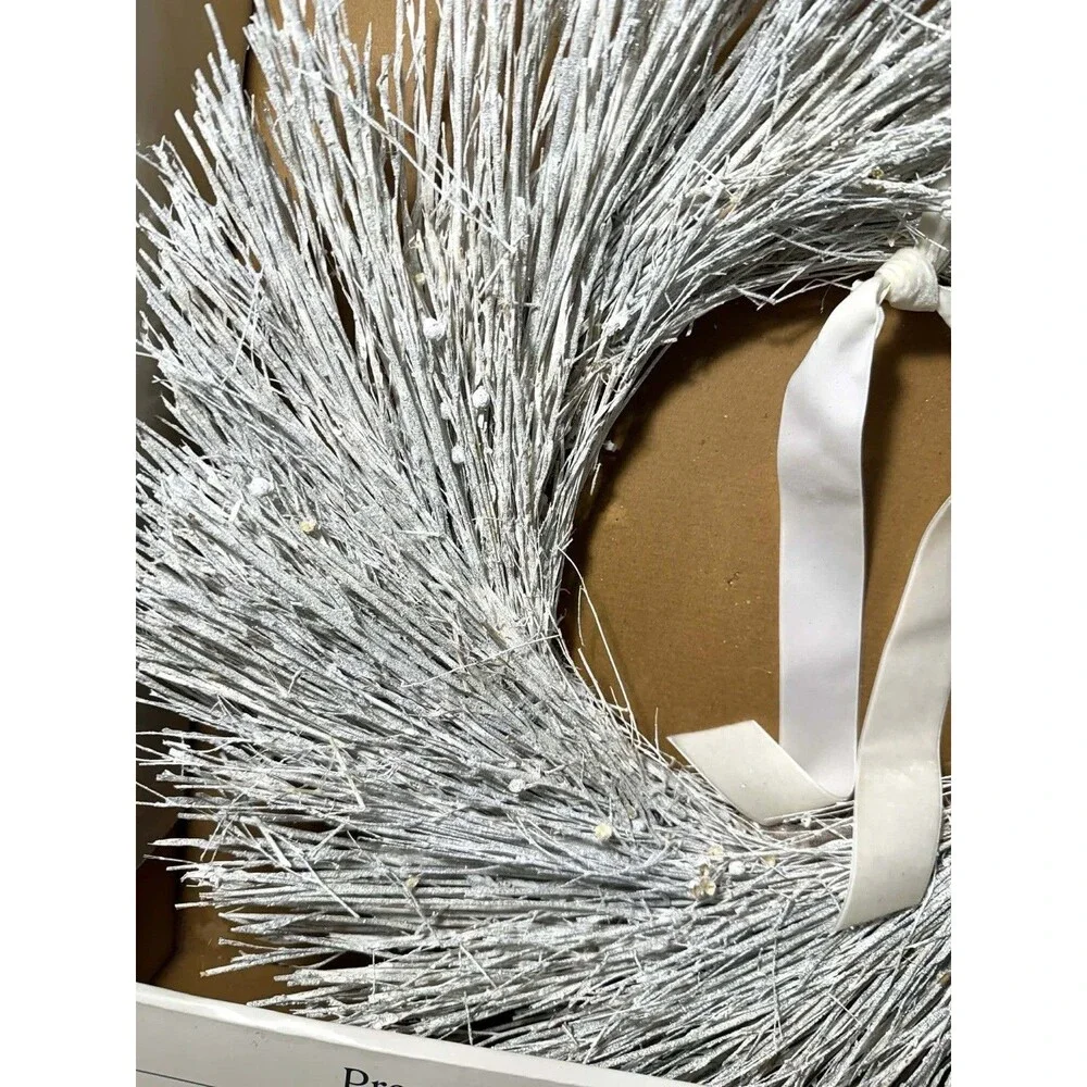 Threshold Luxe Icy Christmas Wreath 26” Preserved Winter Decor READ
